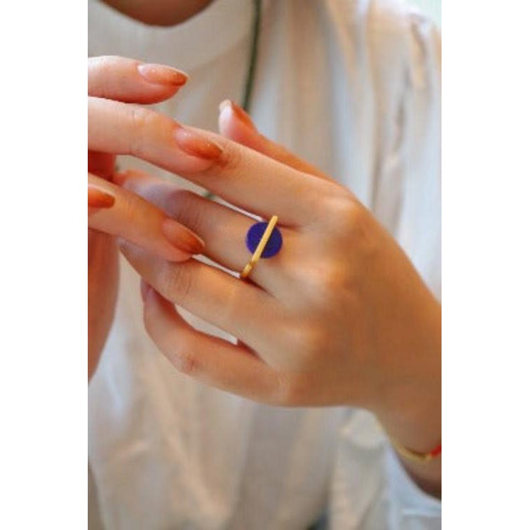 Minimalistische lapis lazuli ronde edelsteenring - verstelbaar