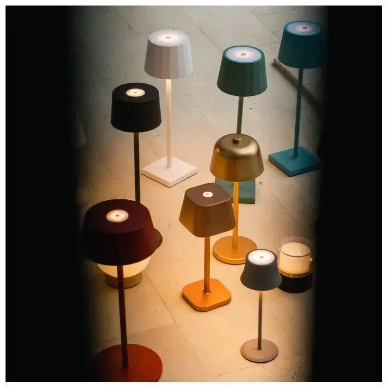 YCE Black Draadloze houten lamp met bevroren glas-oplaadbare, dimbare, 100-uur batterij
