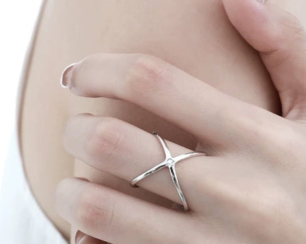 Sterling Silver Star Trace dubbelzijdige ring