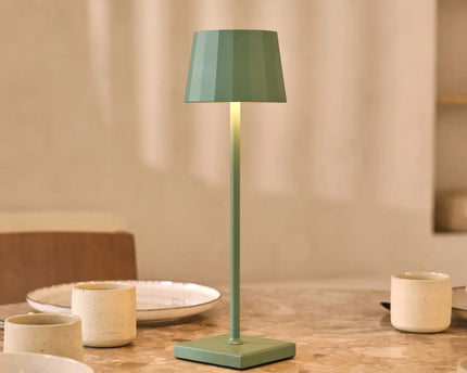 Wouter salie groen oplaadbare tafellamp-draadloos opladen, dimable, 120 uur batterijduur