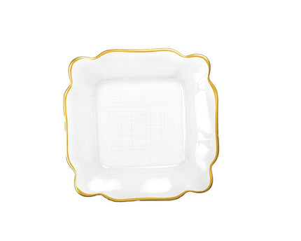 Glazen vierkante plaat gouden randen 25x25x2cm