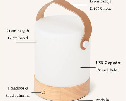 Avery lichtbruin oplaadbare taflamp-draadloos, dimable en USB-C