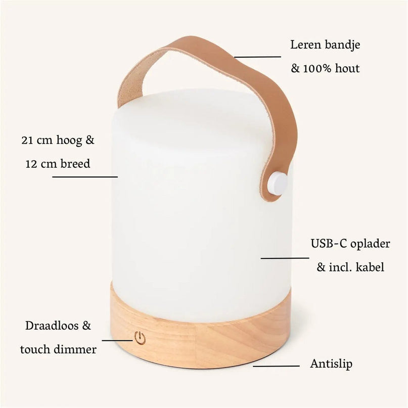 Avery lichtbruin oplaadbare taflamp-draadloos, dimable en USB-C