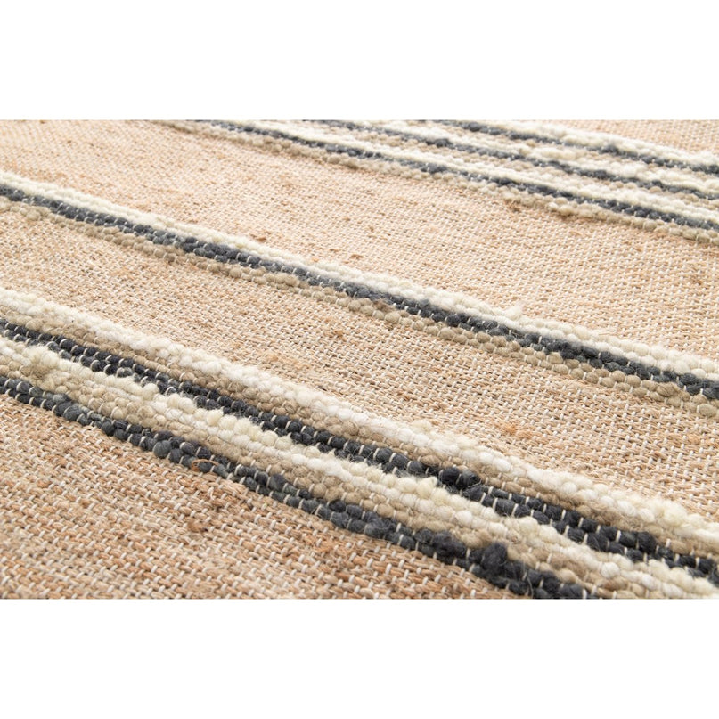Tapis rayé fait main en laine et jute RAJ
