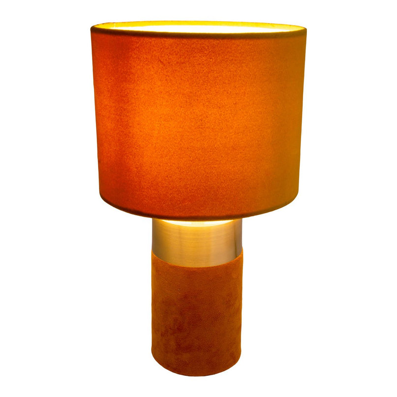 Tafellamp "bordo" 32 cm hoog gemaakt van metaal en velours in goud en bruin, met E14 -versie, lamp voor eetkamer, woonkamer, gang of kantoor