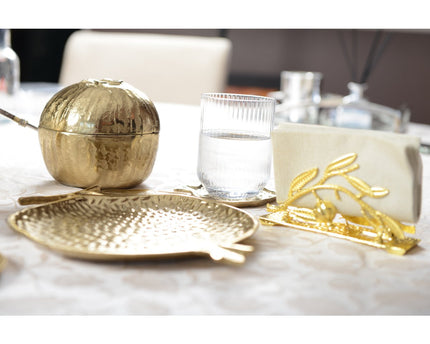 Gouden glas onder granada vorm 10x10x1cm stuk