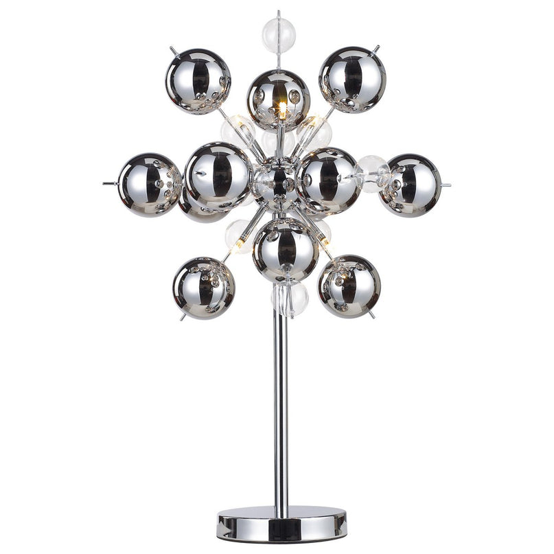 Tafellamp "explosie", tafellamp gemaakt van metaal en glas, chroom, G9, tafellamp 73 cm hoog