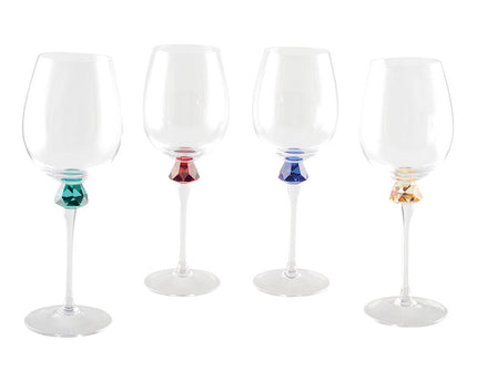 Wijnglazen met diamantvoet 4 kleuren - veel van 4