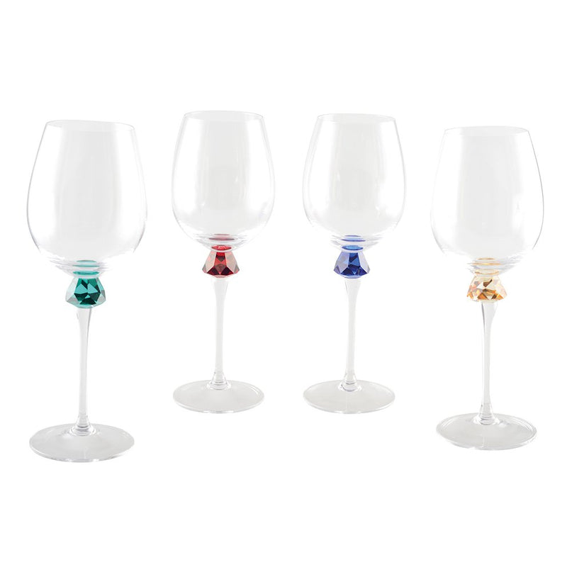 Wijnglazen met diamantvoet 4 kleuren - veel van 4