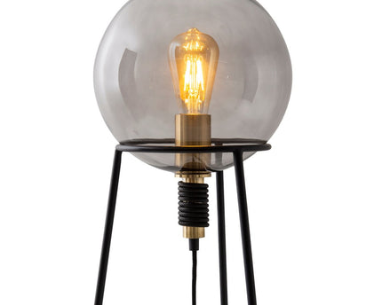 Tafellamp "Stelo", moderne tafellamp gemaakt van zwart metaal en rookglas, E27 -aansluiting, 71 cm hoog, voor eetkamer, woonkamer, gang of kantoor,