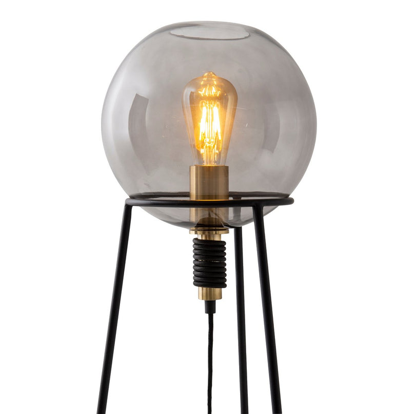 Tafellamp "Stelo", moderne tafellamp gemaakt van zwart metaal en rookglas, E27 -aansluiting, 71 cm hoog, voor eetkamer, woonkamer, gang of kantoor,