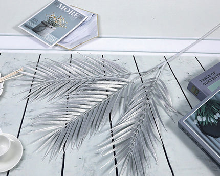 Zilveren palm decoratieve bloem h90cm