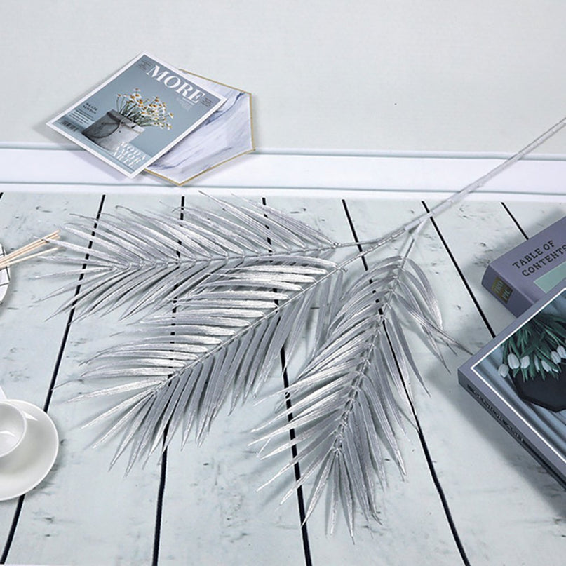 Zilveren palm decoratieve bloem h90cm