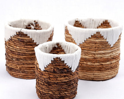 Kleine zeegrasmand MENIK | Plantenmand | Geweven Boho-mand | Plantenbak | Ronde bloemenmand | Macramé mand