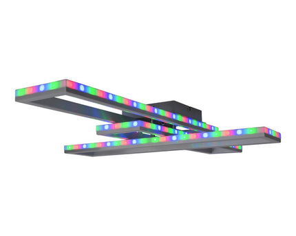 LED CCT-plafondlamp + RGB-backlight "Bantry" met veel functies, 95 cm lang, inclusief afstandsbediening
