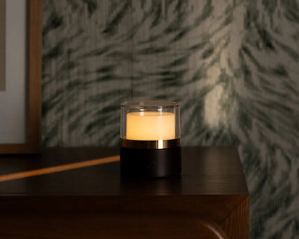 Leo donkerbruine compacte draadloze oplaadbare lamp – natuurlijk hout, dimbaar licht
