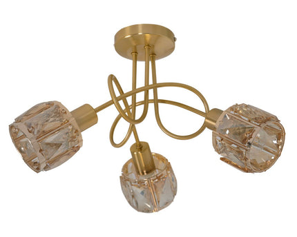 LED-plek met 3 zitplaatsen "Josefa" goud, metalen plafondlamp in goud voor woonkamer, slaapkamer, eetkamer, met E14-aansluiting, voor eetkamer, woonkamer, gang of kantoor, Ø38 cm