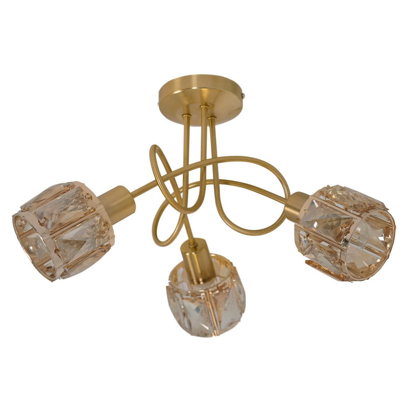 LED-plek met 3 zitplaatsen "Josefa" goud, metalen plafondlamp in goud voor woonkamer, slaapkamer, eetkamer, met E14-aansluiting, voor eetkamer, woonkamer, gang of kantoor, Ø38 cm