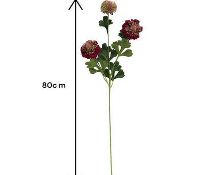 Scabiosa | Zijden kunstbloem | Lengte 80cm  2pcs wit