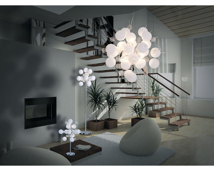 Hanger lamp "explosie" wit gemaakt van metaal en glas, G9 -versies, voor eetkamer, woonkamer, gang of kantoor, hangende lamp ØCA 65 cm