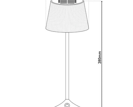 Zonne -batterijlamp "EMMI" 38 cm hoog, paraplu Ø 13 cm, metaal in geel en wit plastic, voor de buitenruimte, dimable CCT.