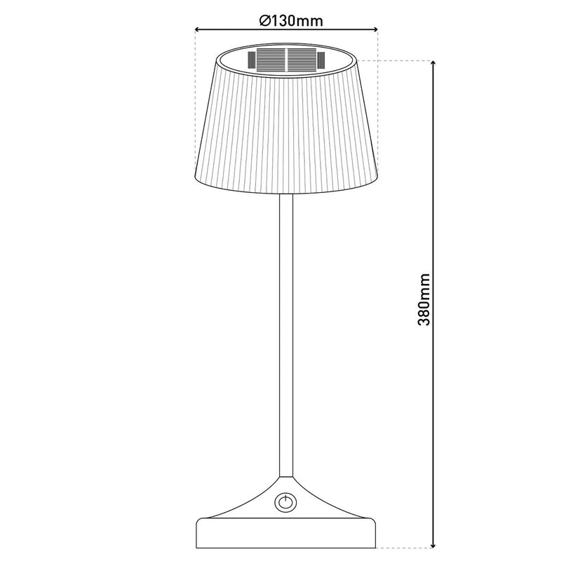 Zonne -batterijlamp "EMMI" 38 cm hoog, paraplu Ø 13 cm, metaal in geel en wit plastic, voor de buitenruimte, dimable CCT.