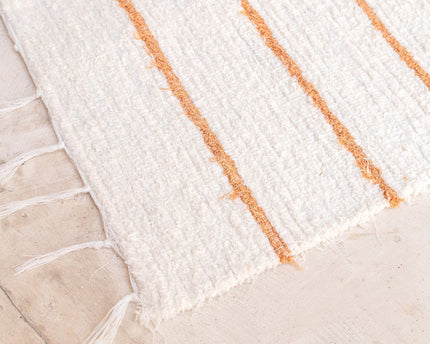 Vloerkleed van wit katoen met bruine strepen 64x51 cm Handgeweven vloermat GIANYAR