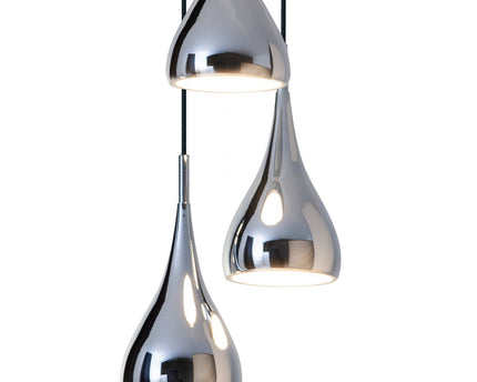 3-be hanger licht "stijl", retro klassieke hanglamp gemaakt van chroom-glanzend metaal met E27-frames, paraplu Ø16 cm, totaal Ø30 cm, ideaal voor eetkamer, woonkamer en keuken.