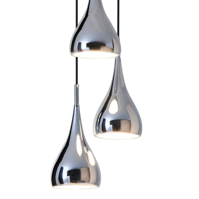 3-be hanger licht "stijl", retro klassieke hanglamp gemaakt van chroom-glanzend metaal met E27-frames, paraplu Ø16 cm, totaal Ø30 cm, ideaal voor eetkamer, woonkamer en keuken.