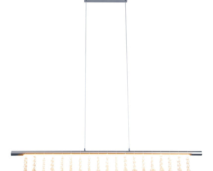 Led hanglamp "nobilis" lengte ongeveer 100 cm, gemaakt van metaal en plastic in satijnnikkel, met stevig ingebouwde LED's, verlichting voor woonkamer, eetkamer of kantoor