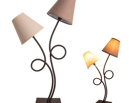 Tafellamp, 2-flame "boho" ", tafellamp bruin/beige, met E14-aansluiting, voor eetkamer, woonkamer, gang of kantoor, 65 cm hoog
