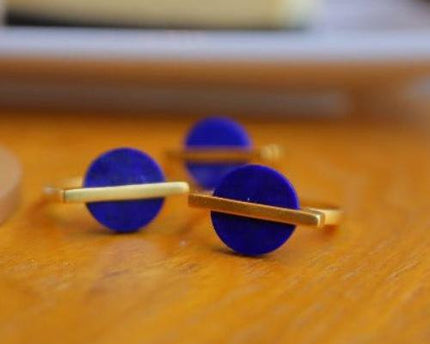 Minimalistische lapis lazuli ronde edelsteenring - verstelbaar
