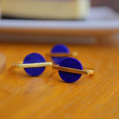 Minimalistische lapis lazuli ronde edelsteenring - verstelbaar