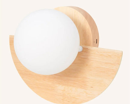 Kane lichtbruine draadloze wandlamp – oplaadbare lamp van hout en glas