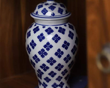 M-SIZE bloemenvaas van blauw en wit porselein (voor keuken thuis)