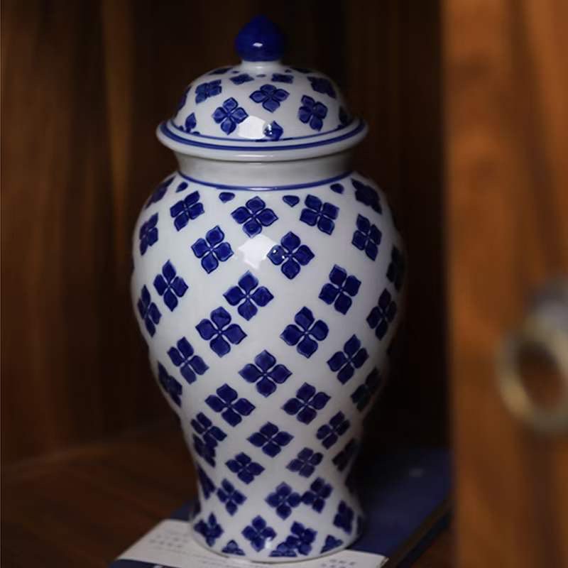 M-SIZE bloemenvaas van blauw en wit porselein (voor keuken thuis)