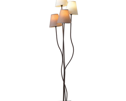 Textiel staande lamp 4-flame "boho", vloerlamp in beige/bruin, met E14-aansluiting, voor eetkamer, woonkamer, gang of kantoor, 138 cm hoog