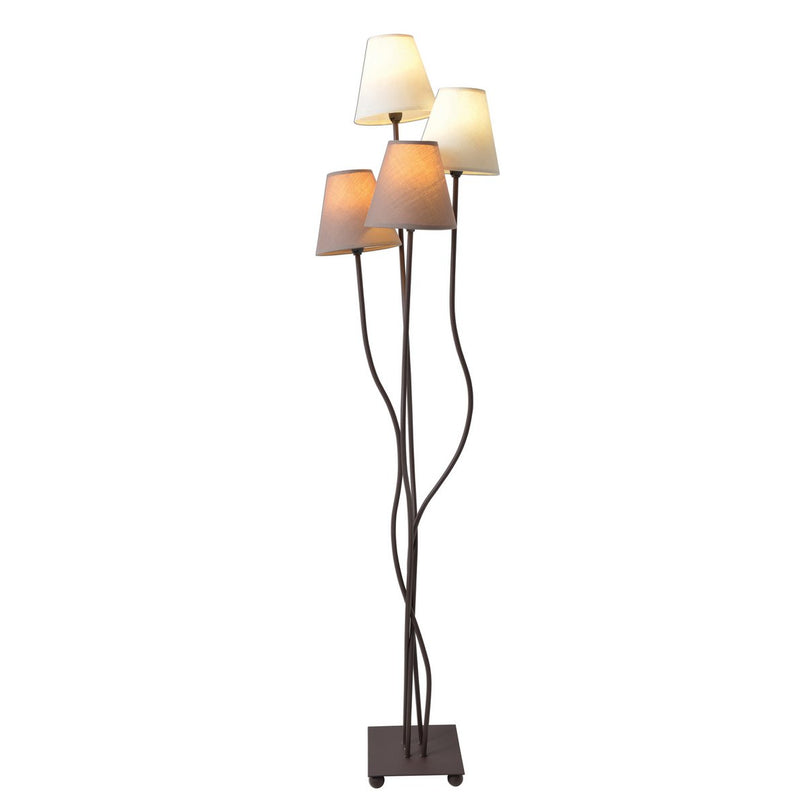 Textiel staande lamp 4-flame "boho", vloerlamp in beige/bruin, met E14-aansluiting, voor eetkamer, woonkamer, gang of kantoor, 138 cm hoog