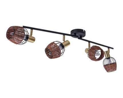 4 plafondlamp "Corbis", metalen plek in zwart en goud, met E14 -aansluiting, voor eetkamer, woonkamer, gang of kantoor, plafondlamp, 78 cm lang