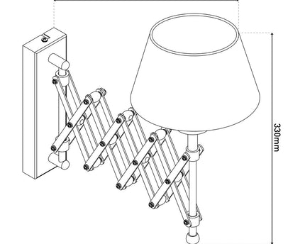 Shear Wall Lamp "Adrienne" strekt zich uit tot 49 cm, de retro wandlamp gemaakt van metaal en textiel in bruin en natuur, voor E27 -lampen, wandlampen voor woonkamers