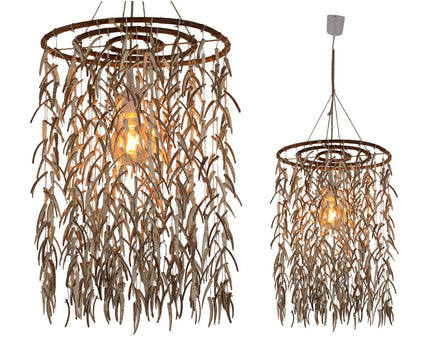 Hanger lamp "kokosnoot" Ø 40 cm, gemaakt van hout- en kokosnootschalen, beige/bruin, E27 -aansluiting, verlichting voor woonkamer, eetkamer of wintertuin.