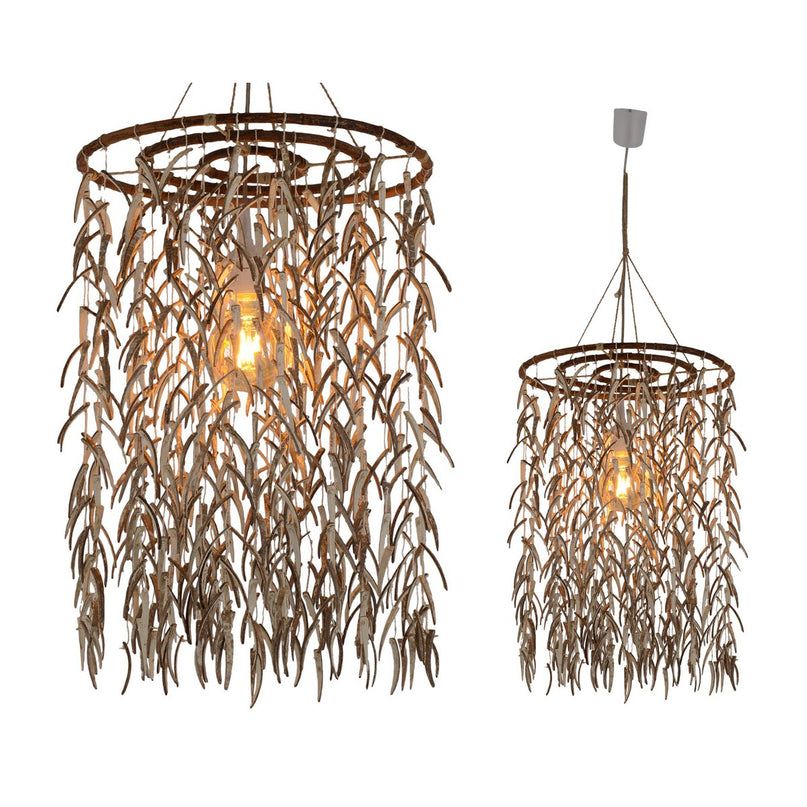 Hanger lamp "kokosnoot" Ø 40 cm, gemaakt van hout- en kokosnootschalen, beige/bruin, E27 -aansluiting, verlichting voor woonkamer, eetkamer of wintertuin.
