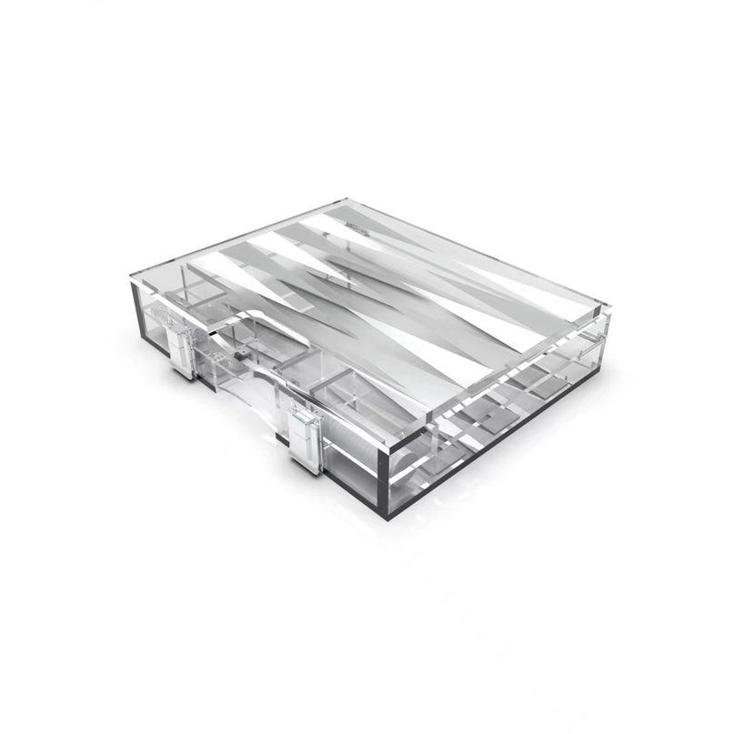 Backgammon Game Mini Case in White and Silver Acryl 25x20X5C