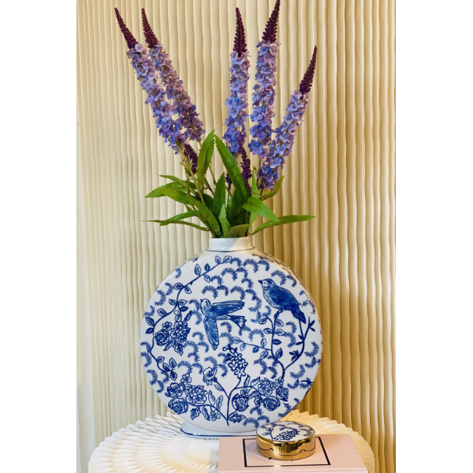 Blauw-witte porseleinen bloemenvaas klein formaat (voor Kitchee Home)