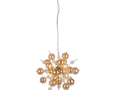 Hanger lamp "explosie" barnsteen gemaakt van metaal en glas, G9 -versies, hangende lamp voor eetkamer, woonkamer, gang of kantoor, hangende lamp ØCA. 65 cm