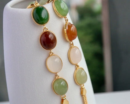 Regenboog kleur Jade kralen armband