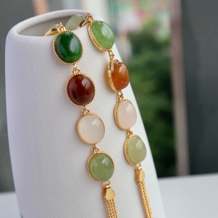 Regenboog kleur Jade kralen armband