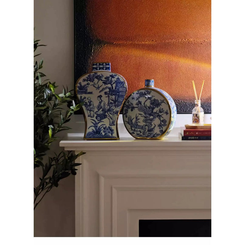 Nieuwe Chinese stijl, oosterse Parijse Delfts blauwe porselein vazen/hoge stijl