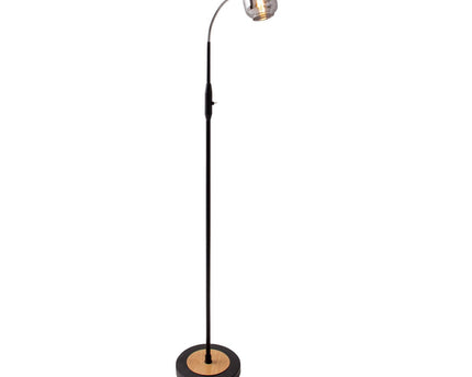Glas-stand-lamp "Fumoso", vloerlamp gemaakt van metaal en glas in zwart, met E14-aansluiting, voor eetkamer, woonkamer, hal of kantoor, vloerlamp binnen, 150 cm hoog.