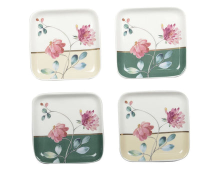 Bloemen vierkante bekers - set van 4